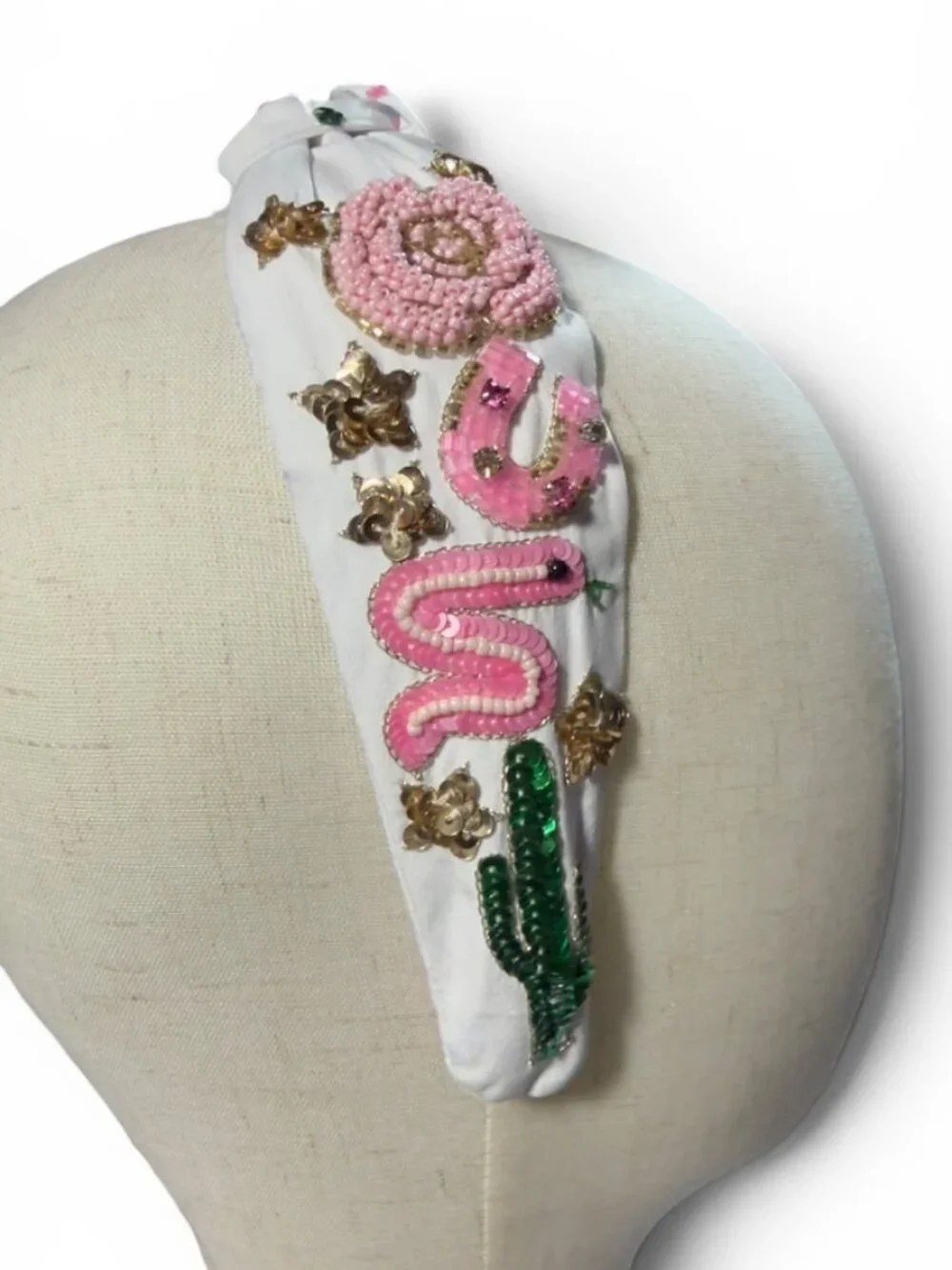 Derby Western Rose Beaded Headband New